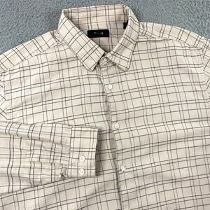 Theory Shirt Mens Large‎ Irving Medium Grid Flannel Lightweight Button Up